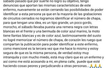 El pedido de ayuda de Diana, quien siente mucho temor y ya no tolera la persecución que está viviendo.