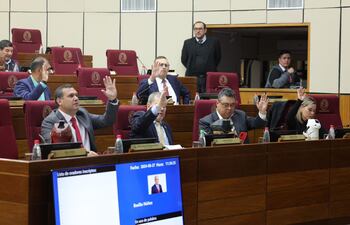 Senadores cartistas también acompañaron la aprobación con modificaciones el proyecto de ley que obliga a entonar el himno nacional.