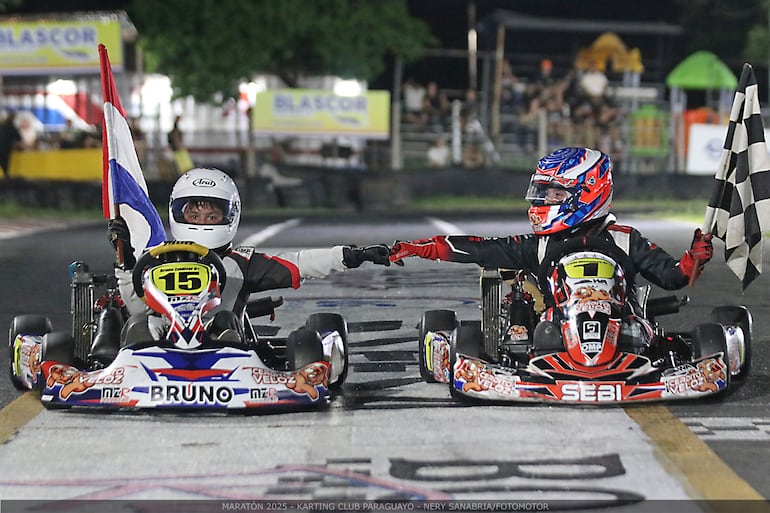 Bruno Zaldívar y Sebi Wasmosy se adjudicaron la Maratón 2025 en la categoría Rotax Micro Max.