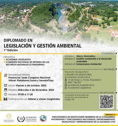 El Congreso Nacional, a través de Conaderna y la Academia Legislativa, ofrece el primer diplomado en Legislación y gestión ambiental.