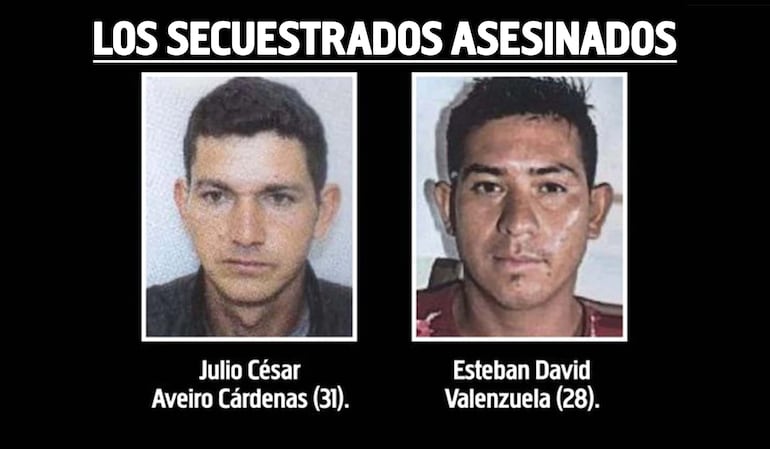 Julio César Aveiro Cárdenas y Esteban David Valenzuela, peones asesinados por el EPP.