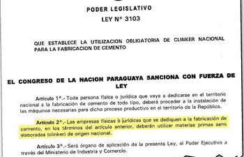 La ley 3103 del año 2006 sigue vigente hasta hoy, pese a que viola el artículo 107 de la Constitución Nacional sobre la “Libertad de Concurrencia”, reglamentado en la Ley Nº 4956/2013 “De la Defensa de la Competencia”.