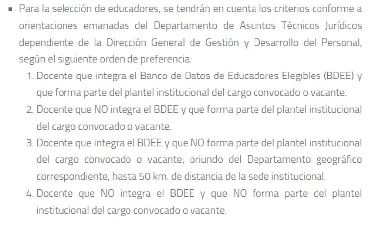 Por criterio del MEC, los docentes colocados en concurso tienen prioridad en la selección de cargos interinos
