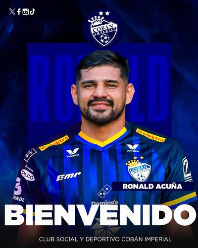 Ronald Acuña proseguirá su carrera en Cobán Imperial de Guatemala.