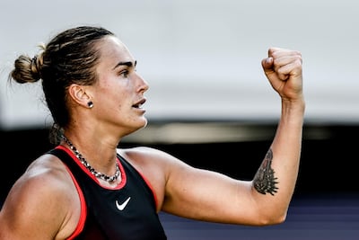 Aryna Sabalenka (28 años), en el festejo de su triunfo sobre Nikola Bartunkova.