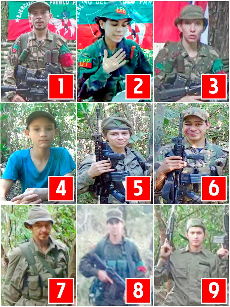 Los sobrevivientes del EPP. 1- Manuel Cristaldo Mieres, de 41 años. 2- Liliana Elizabeth Villalba Ayala, de 42 años. 3- Magna María Meza Martínez, de 41 años. 4- Ernesto Daniel Villalba, de 18 años. 5- Jorgelina Silva Cáceres, de 27 años. 6- Samuel Silva Cáceres, de 30 años. 7- Rubén Darío López Fernández, de 41 años. 8- Ladi Siqueira Krauze, de 39 años. 9-Domingo Ovelar González, de 28 años.