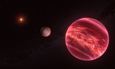 Representación artística del sistema CD-35 2722. El candidato a satélite orbita una enana marrón, que a su vez gira alrededor de una estrella.
