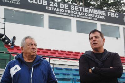 El presidente Claudelino Agüero con Miguel Zahzú. @IreneoMora