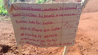 En el escrito hallado en una propiedad rural de Cerro Corá, los delincuentes exigen la suma de 30 mil reales a cambio de no quemar la casa del dueño.