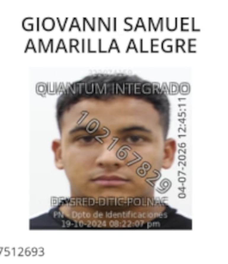 Giovanni Samuel Amarilla Alegre, de 24 años, era el más joven de las cinco víctimas.