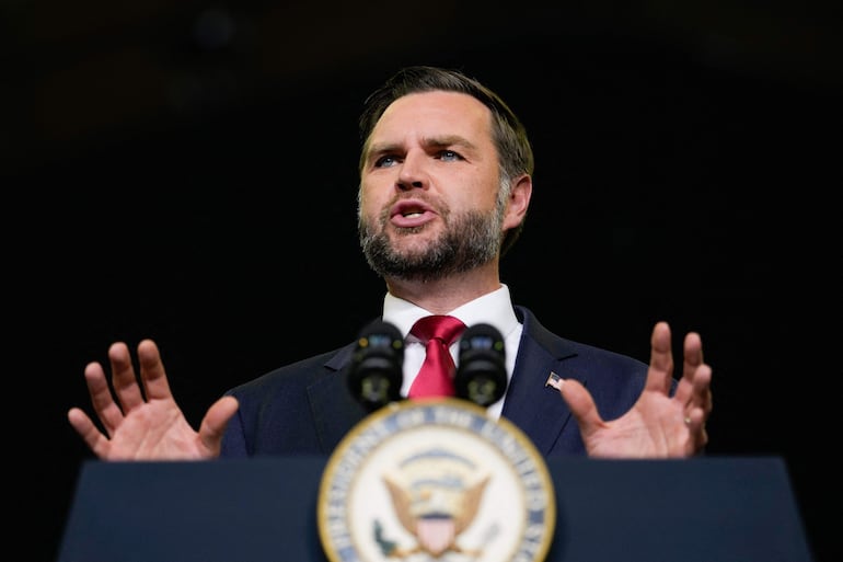 US Vice President JD Vance speaks at a midterm campaign rally at the LevelUp Training Complex in Monroe, Michigan, on October 15, 2026. Americans voting in the November 3 midterm elections will decide who controls Congress for the final two years of Donald Trump's presidency, along with dozens of governorships and thousands of state offices. (Photo by Daniel Heuer / POOL / AFP)