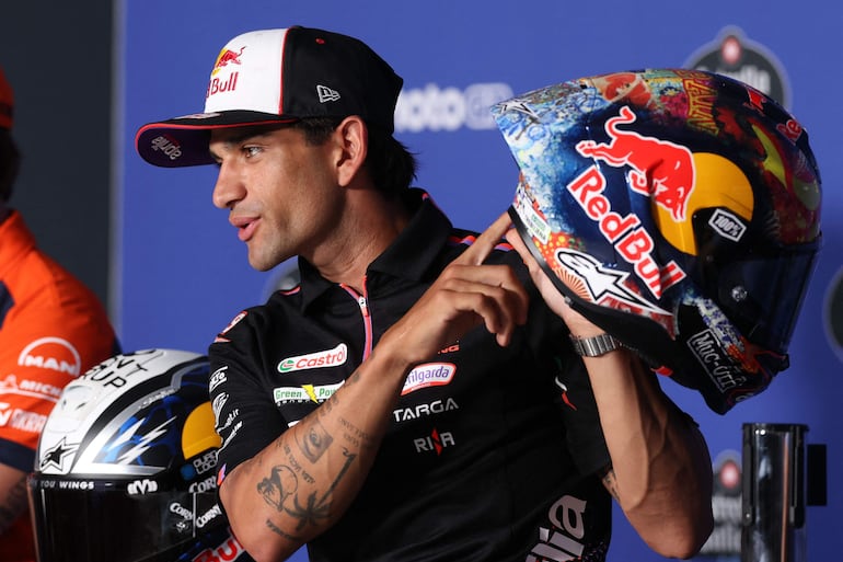 Jorge Martin, escolta del líder de MotoGP, Marco Bezzecchi, durante la conferencia de prensa en el circuito de Jerez de la Frontera.