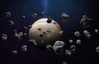 Júpiter y cinturón de asteroides, imagen ilustrativa.
