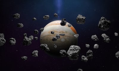 Júpiter y cinturón de asteroides, imagen ilustrativa.