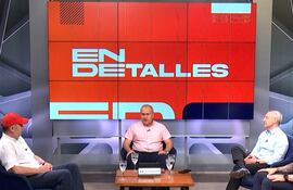 Los colorados disidentes Nicolás Zárate (izq.), el diputado Daniel Centurión y Hugo Ramírez (der.), anoche en el programa "En Detalles”, por ABC TV.