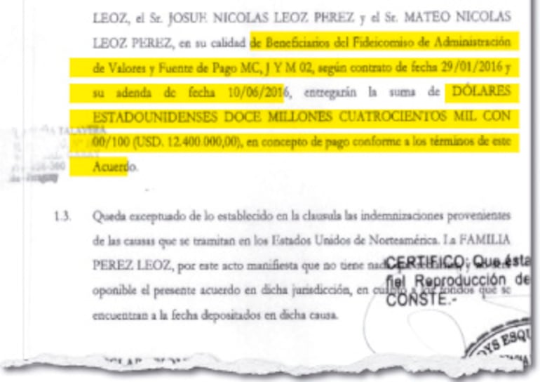 Detalles de la operación por la cual la Conmebol acordó   la reparación integral y resarcimiento.