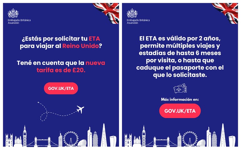 La Embajada Británica en Paraguay recordó que para ingresar al país es indispensable contar con la Autorización Electrónica de Viaje (ETA).
