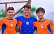 Marcelo Rubén Acosta, Ángel Isaías Martínez y René Rodríguez, futbolistas del Sportivo 2 de Mayo de Pedro Juan Caballero.