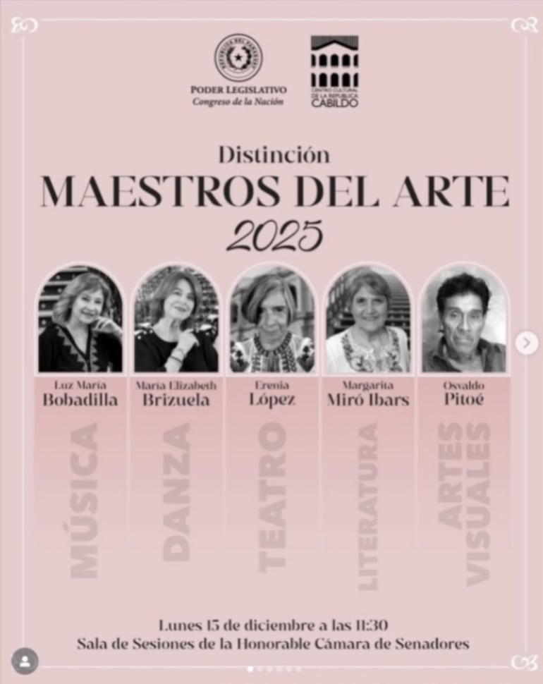 Afiche de distinción a los Maestros del Arte.