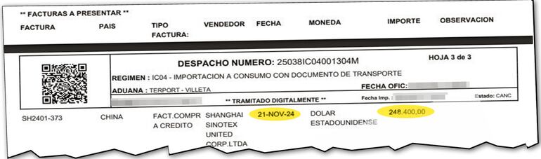 Factura de compra de Kamamya con fecha 21 de noviembre de 2024, ochos días antes de la publicación del llamado por Itaipú.