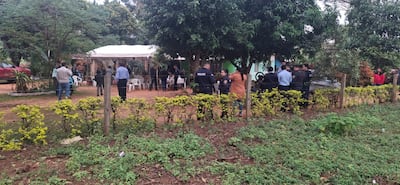 Residencia del suboficial inspector Herminio Ojeda González (+), donde el agente policial está siendo velado tras ser ejecutado en Naranjito, Ybyrarobaná.