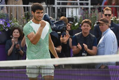 Carlos Alcaraz festejando su triunfo