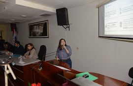 La presentación sobre las precariedades estructurales en Escuelas de Ciudad del Este.
