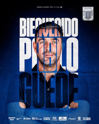 Pablo Guede, nuevo entrenador del Alianza Lima, uno de los grandes del fútbol peruano.
