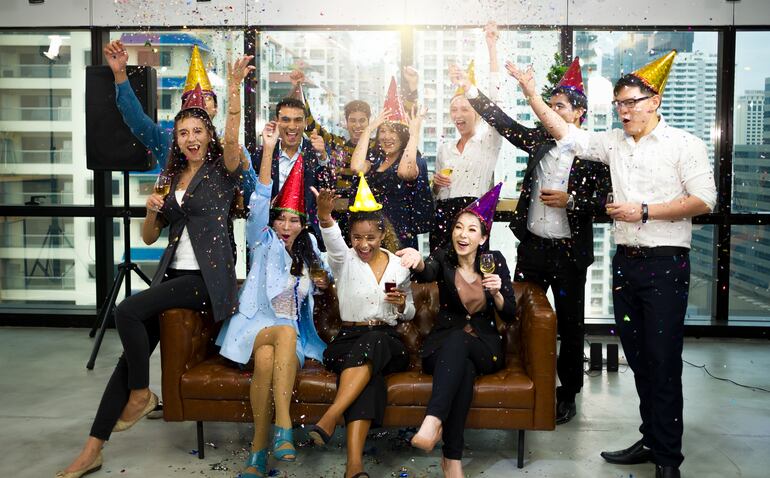 Fiestas de fin de año con los compañeros de la empresa.