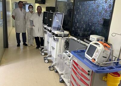 Los equipos que fueron entregados para reforzar la Unidad de Terapia Intensiva del Hospital San Jorge.