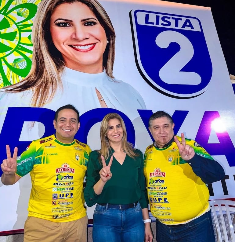 Ricardo Estigarribia, gobernador de Central, Roya Tórres, diputada y candidata a intendenta de Presidente Franco y el titular del PLRA Alcides Riveros.