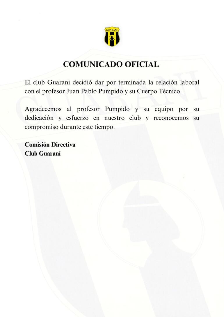 Comunicado de Guaraní