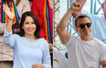 Los candidatos para el próximo periodo presidencial: Luisa González, opositora correísta; y el actual mandatario, Daniel Noboa.