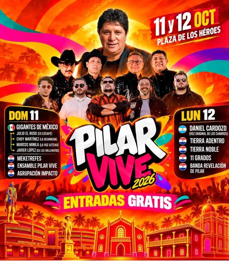 Invitación  para el próximo 11 y 12 de octubre para celebrar 247 años de fundación dela ciudad de Pilar.