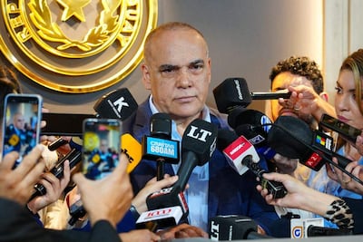 El presidente del Senado, Basilio "Bachi" Núñez, antes de ingresar a la sala de sesiones del Senado.
