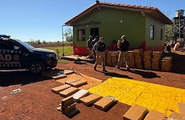 La droga hallada dentro de la vivienda allanada en Mbaracayú, al norte de Alto Paraná.