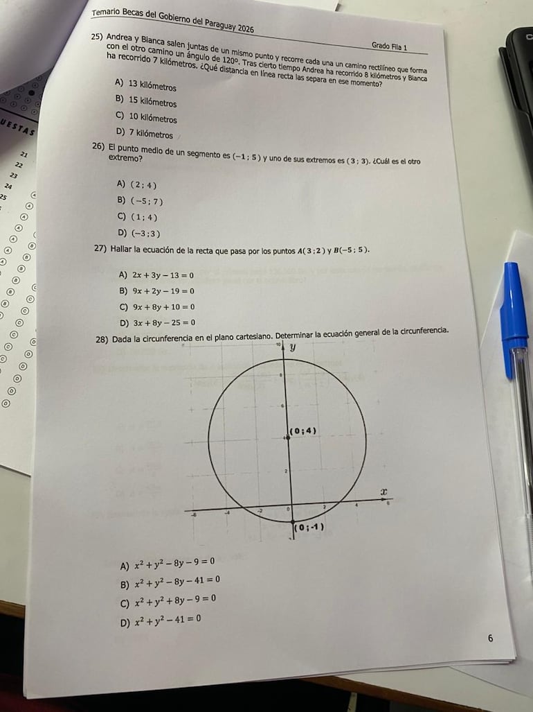 Otra de las hojas de la prueba, filtrada pese a las "medidas de seguridad" impuestas por el Gobierno.