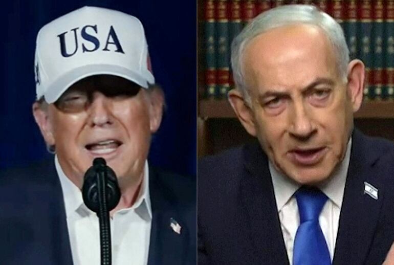 El presidente de Estados Unidos, Donald Trump (i), y el primer ministro israelí, Benjamin Netanyahu.
