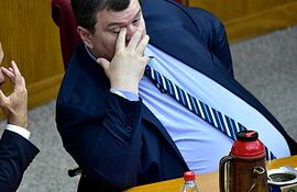 Sesion extraordinaria en el Senado. Perdida de investidura a Kattya Gonzalez. Politica. Gustavo Machado 14 de febrero de 2024. Basilio Núñez y Dionisio Amarilla.