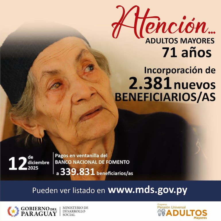 Amplían lista de beneficiarios a la pensión para adultos mayores