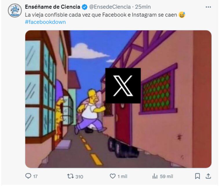 Usuarios de X usan el humor para graficar la caída de Facebook e Instagram.