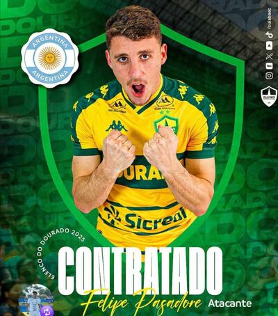 Felipe Pasadore, nuevo futbolista del Cuiabá de Brasil.