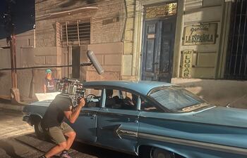 Uno de los momentos del rodaje de "Narciso", que se realizó en Asunción durante seis semanas.