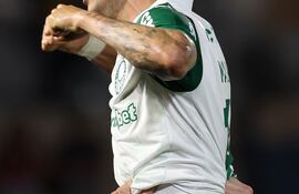 Mauricio celebra a boca llena el segundo gol del Palmeiras.