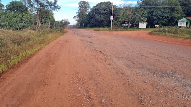 Camino de tierra irregular rodeado de vegetación baja y árboles, sin personas visibles ni objetos significativos.