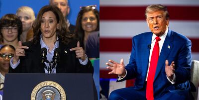 La vicepresidenta estadounidense y candidata demócrata a la Casa Blanca, Kamala Harris (i), y su rival republicano, el expresidente Donald.
