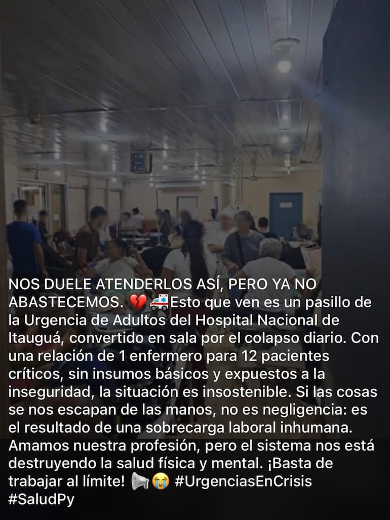 El relato de un enfermero del Hospital Nacional de Itauguá.