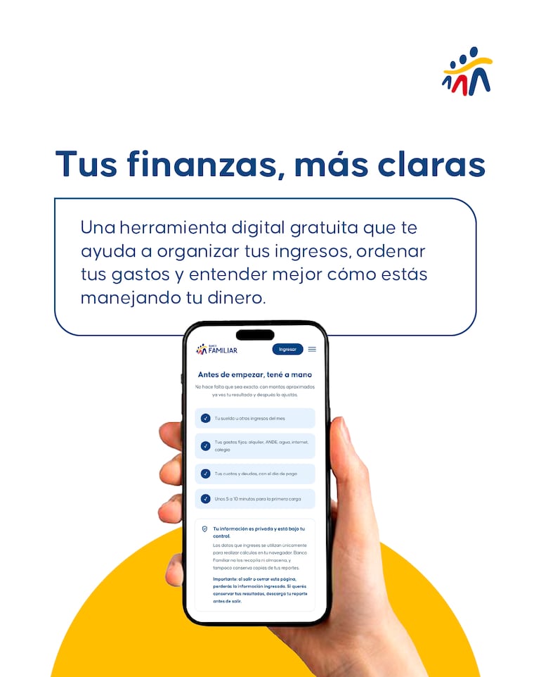Familiar Proyecta permite registrar ingresos y gastos, elaborar presupuestos, hacer seguimiento de deudas y establecer objetivos de ahorro de manera sencilla.