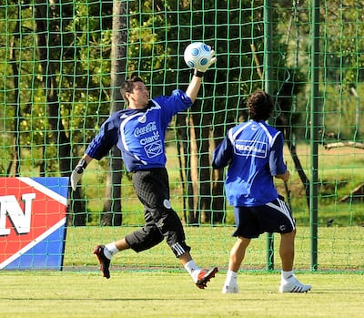 Víctor Centurión, en una práctica de preparación con la Selección Paraguaya, en 2009.