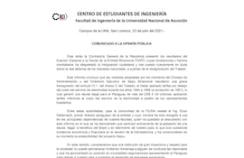 Comunicado de estudiantes de la Facultad de Ingeniería de la UNA.
